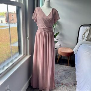 Revelry Harper Chiffon Wrap Dress in Mauve